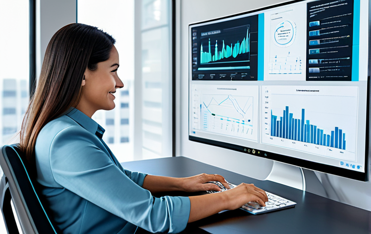 A professional woman in her mid-30s, dressed in a modest business casual outfit, sitting at a sleek desk in a modern, well-lit office. Her attention is on multiple transparent holographic screens displaying dynamic data visualizations, speech bubbles, and an integrated AI chatbot interface. One screen clearly shows a friendly, professional-looking AI avatar, symbolizing the seamless interaction between human expertise and artificial intelligence. The scene emphasizes efficiency and quality in digital communication. Professional photography, high-resolution, perfect anatomy, correct proportions, natural pose, well-formed hands, proper finger count, natural body proportions, safe for work, appropriate content, fully clothed, professional, modest.