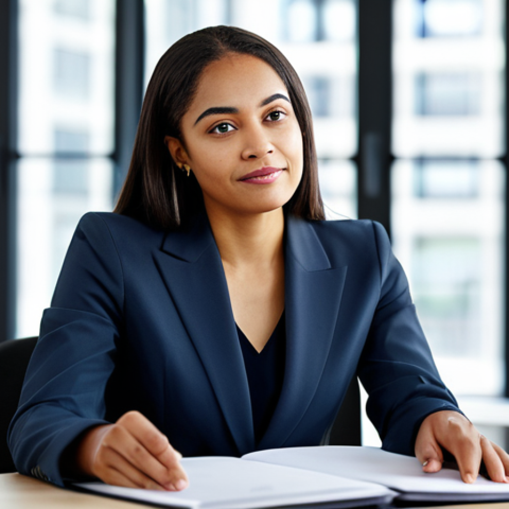 A professional woman, diverse ethnicity, fully clothed in a modest business suit, is depicted in a natural pose, intently listening with a warm, empathetic expression. She is seated at a sleek modern desk in a well-lit contemporary office, with blurred background details hinting at a professional, collaborative environment. Her perfect anatomy and correct proportions are evident, with well-formed hands and proper finger count. The focus is on her insightful gaze, conveying deep connection. safe for work, appropriate content, fully clothed, professional dress, family-friendly, high-quality studio photography, sharp focus, natural colors.