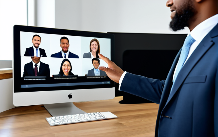A professional speaker, fully clothed in a modest business suit, presenting confidently to a diverse, engaged group of virtual participants. The scene conveys dynamic interaction within a modern, clean online meeting environment, featuring implied multiple participant windows. High-quality professional photography, natural lighting, perfect anatomy, correct proportions, natural pose, well-formed hands, proper finger count. Safe for work, appropriate content, fully clothed, professional.