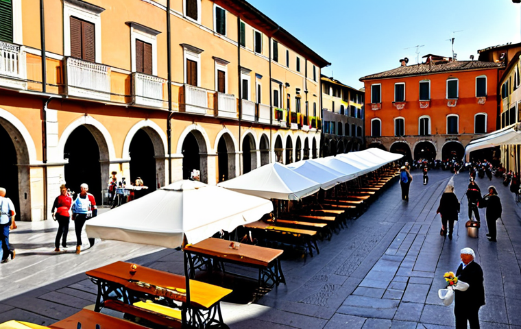 질의응답 세션 진행을 위한 필수 도구 - A bustling Italian Piazza scene**
"A vibrant scene in a classic Italian piazza, filled with people ...
